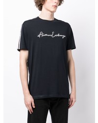 dunkelblaues bedrucktes T-Shirt mit einem Rundhalsausschnitt von Armani Exchange