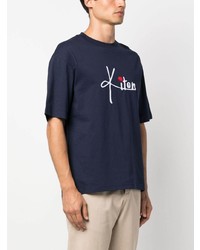 dunkelblaues bedrucktes T-Shirt mit einem Rundhalsausschnitt von Kiton
