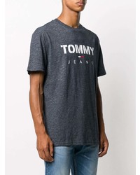 dunkelblaues bedrucktes T-Shirt mit einem Rundhalsausschnitt von Tommy Jeans