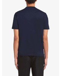 dunkelblaues bedrucktes T-Shirt mit einem Rundhalsausschnitt von Prada