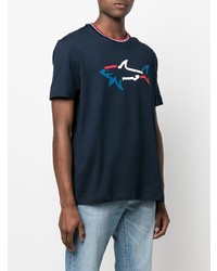 dunkelblaues bedrucktes T-Shirt mit einem Rundhalsausschnitt von Paul & Shark