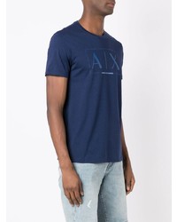 dunkelblaues bedrucktes T-Shirt mit einem Rundhalsausschnitt von Armani Exchange