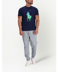 dunkelblaues bedrucktes T-Shirt mit einem Rundhalsausschnitt von Polo Ralph Lauren