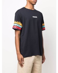 dunkelblaues bedrucktes T-Shirt mit einem Rundhalsausschnitt von Missoni