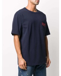 dunkelblaues bedrucktes T-Shirt mit einem Rundhalsausschnitt von U.P.W.W.