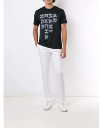 dunkelblaues bedrucktes T-Shirt mit einem Rundhalsausschnitt von Armani Exchange