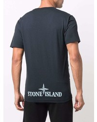 dunkelblaues bedrucktes T-Shirt mit einem Rundhalsausschnitt von Stone Island