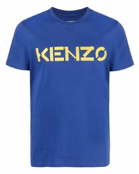 dunkelblaues bedrucktes T-Shirt mit einem Rundhalsausschnitt von Kenzo