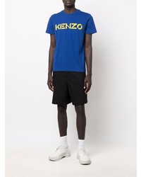 dunkelblaues bedrucktes T-Shirt mit einem Rundhalsausschnitt von Kenzo