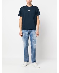 dunkelblaues bedrucktes T-Shirt mit einem Rundhalsausschnitt von DSQUARED2