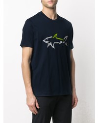 dunkelblaues bedrucktes T-Shirt mit einem Rundhalsausschnitt von Paul & Shark