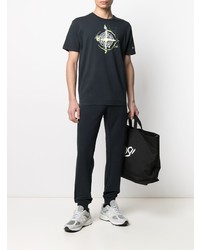 dunkelblaues bedrucktes T-Shirt mit einem Rundhalsausschnitt von Stone Island