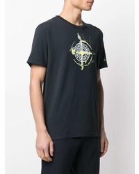 dunkelblaues bedrucktes T-Shirt mit einem Rundhalsausschnitt von Stone Island