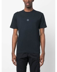 dunkelblaues bedrucktes T-Shirt mit einem Rundhalsausschnitt von Stone Island