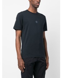 dunkelblaues bedrucktes T-Shirt mit einem Rundhalsausschnitt von Stone Island