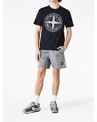 dunkelblaues bedrucktes T-Shirt mit einem Rundhalsausschnitt von Stone Island