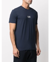 dunkelblaues bedrucktes T-Shirt mit einem Rundhalsausschnitt von Ea7 Emporio Armani