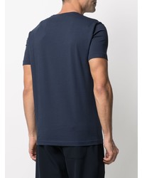 dunkelblaues bedrucktes T-Shirt mit einem Rundhalsausschnitt von Ea7 Emporio Armani