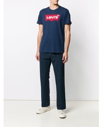 dunkelblaues bedrucktes T-Shirt mit einem Rundhalsausschnitt von Levi's