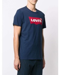 dunkelblaues bedrucktes T-Shirt mit einem Rundhalsausschnitt von Levi's