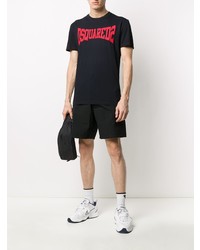 dunkelblaues bedrucktes T-Shirt mit einem Rundhalsausschnitt von DSQUARED2