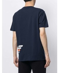 dunkelblaues bedrucktes T-Shirt mit einem Rundhalsausschnitt von Ea7 Emporio Armani