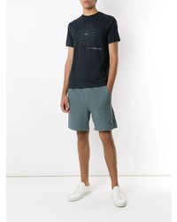 dunkelblaues bedrucktes T-Shirt mit einem Rundhalsausschnitt von Armani Exchange