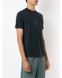 dunkelblaues bedrucktes T-Shirt mit einem Rundhalsausschnitt von Armani Exchange