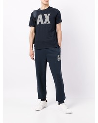 dunkelblaues bedrucktes T-Shirt mit einem Rundhalsausschnitt von Armani Exchange