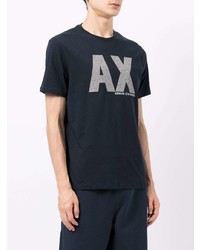 dunkelblaues bedrucktes T-Shirt mit einem Rundhalsausschnitt von Armani Exchange