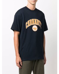 dunkelblaues bedrucktes T-Shirt mit einem Rundhalsausschnitt von Carhartt WIP