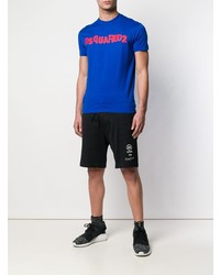 dunkelblaues bedrucktes T-Shirt mit einem Rundhalsausschnitt von DSQUARED2