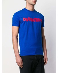 dunkelblaues bedrucktes T-Shirt mit einem Rundhalsausschnitt von DSQUARED2