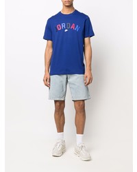 dunkelblaues bedrucktes T-Shirt mit einem Rundhalsausschnitt von Jordan