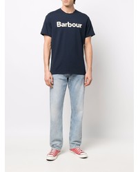 dunkelblaues bedrucktes T-Shirt mit einem Rundhalsausschnitt von Barbour