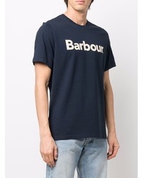 dunkelblaues bedrucktes T-Shirt mit einem Rundhalsausschnitt von Barbour