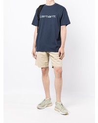 dunkelblaues bedrucktes T-Shirt mit einem Rundhalsausschnitt von Carhartt WIP