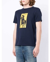 dunkelblaues bedrucktes T-Shirt mit einem Rundhalsausschnitt von Polo Ralph Lauren