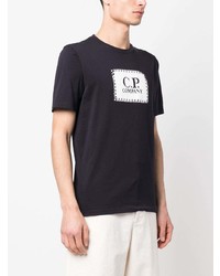 dunkelblaues bedrucktes T-Shirt mit einem Rundhalsausschnitt von C.P. Company