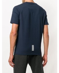 dunkelblaues bedrucktes T-Shirt mit einem Rundhalsausschnitt von Ea7 Emporio Armani