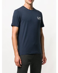 dunkelblaues bedrucktes T-Shirt mit einem Rundhalsausschnitt von Ea7 Emporio Armani