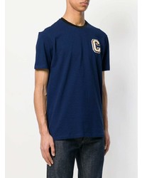 dunkelblaues bedrucktes T-Shirt mit einem Rundhalsausschnitt von Calvin Klein Jeans