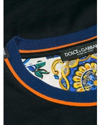 dunkelblaues bedrucktes T-Shirt mit einem Rundhalsausschnitt von Dolce & Gabbana