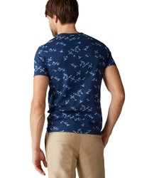 dunkelblaues bedrucktes T-Shirt mit einem Rundhalsausschnitt von Marc O'Polo