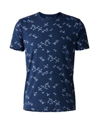 dunkelblaues bedrucktes T-Shirt mit einem Rundhalsausschnitt von Marc O'Polo