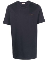 dunkelblaues bedrucktes T-Shirt mit einem Rundhalsausschnitt von Marni