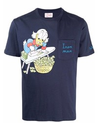 dunkelblaues bedrucktes T-Shirt mit einem Rundhalsausschnitt von MC2 Saint Barth