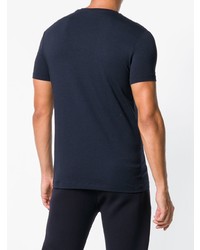 dunkelblaues bedrucktes T-Shirt mit einem Rundhalsausschnitt von Emporio Armani