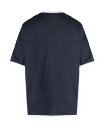 dunkelblaues bedrucktes T-Shirt mit einem Rundhalsausschnitt von Michael Kors