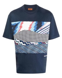 dunkelblaues bedrucktes T-Shirt mit einem Rundhalsausschnitt von Missoni